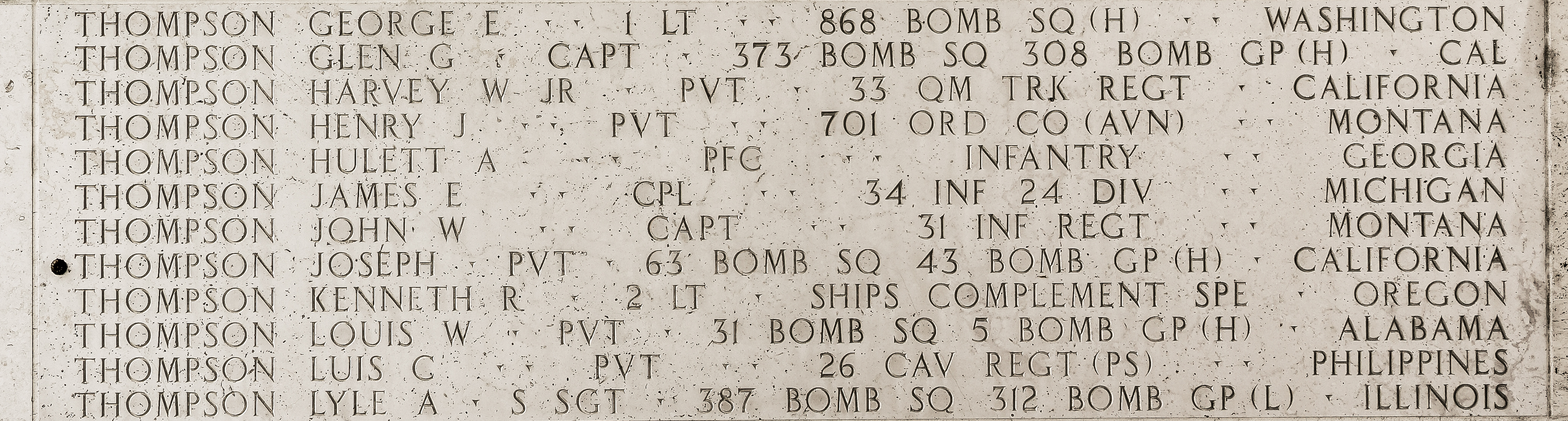 Lyle A. Thompson, Staff Sergeant